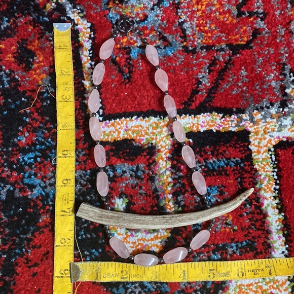 Rose Quartz Deer Antler Statement Necklace - Picture 6 of 16